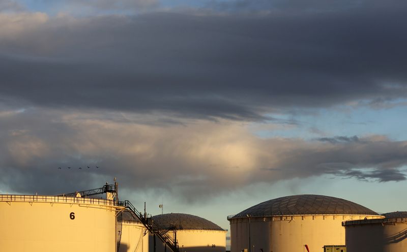 FILE PHOTO: Crude oil storage tanks are seen at the