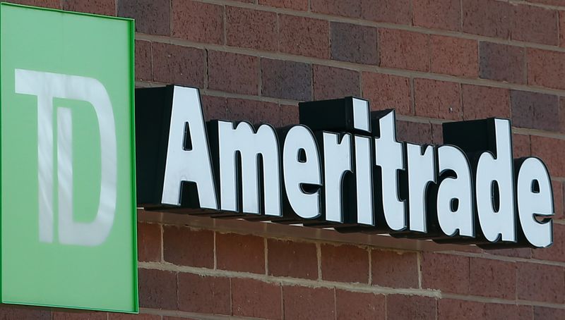 A TD Ameritrade sign is seen outside a branch in