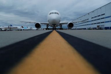 The new Boeing 787-10 Dreamliner sits on the tarmac before