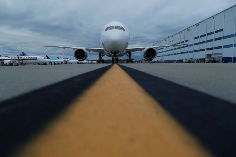 The new Boeing 787-10 Dreamliner sits on the tarmac before