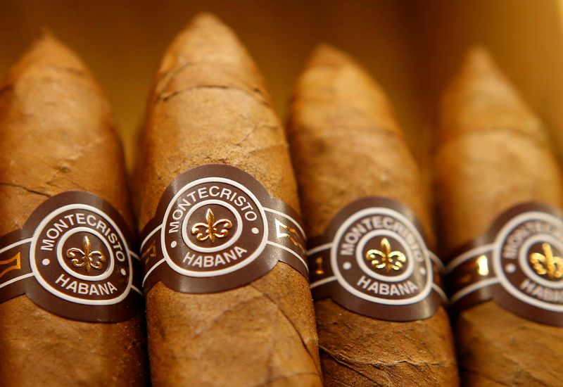 FILE PHOTO: Montecristo cigars are on display in a tobacco