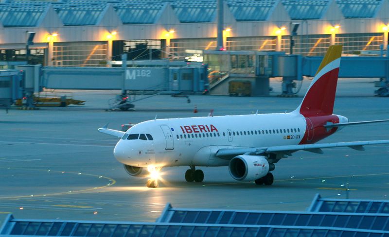 Airbus A319 aircraft of Spanish airline Iberia is seen at