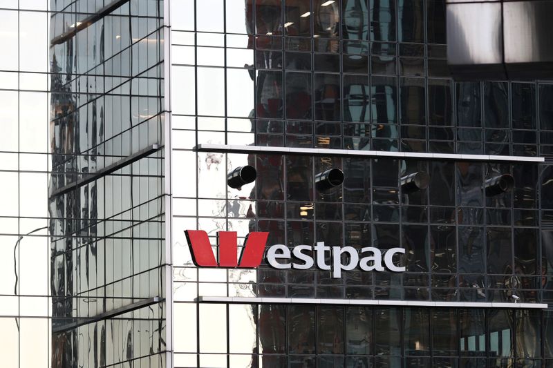 FILE PHOTO: An office building with the logo of Westpac
