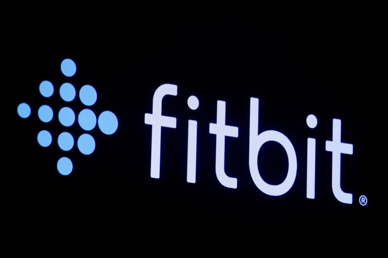 The logo for wearable device maker Fitbit Inc. is displayed