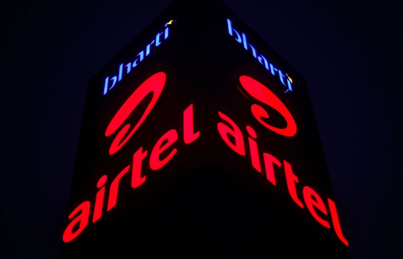 A Bharti Airtel office building is pictured in Gurugram