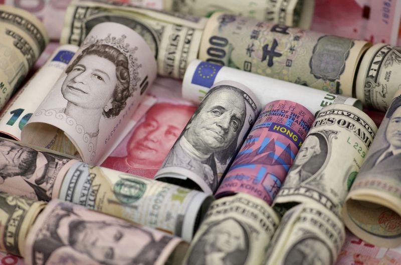 FILE PHOTO: Euro, Hong Kong dollar, U.S. dollar, Japanese yen,