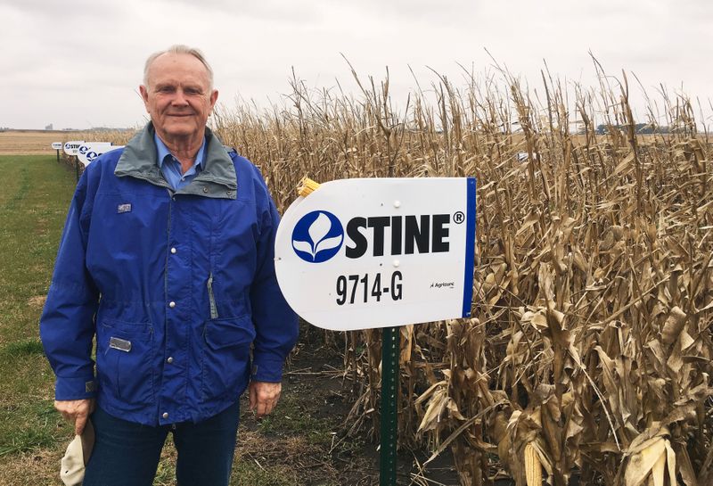 Harry Stine, chief executive for Stine Seed, poses next to