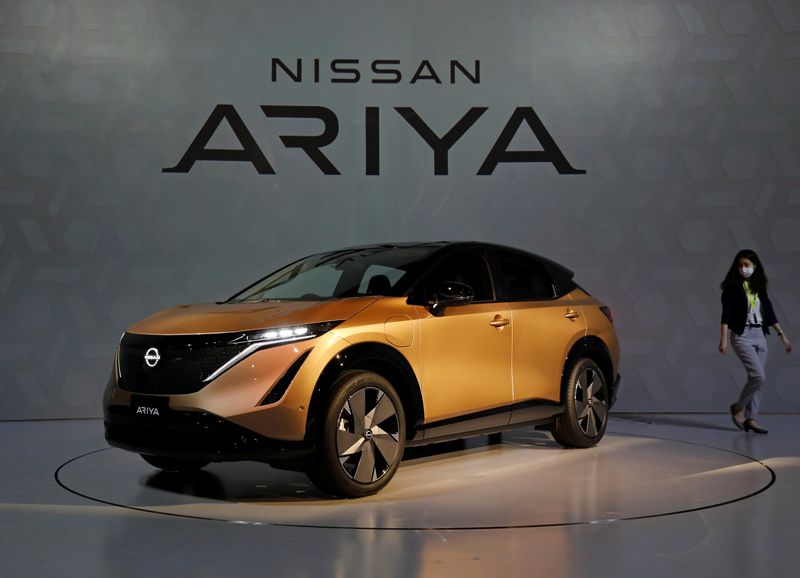Nissan Motor Corp. displays its new Ariya all-battery SUV during