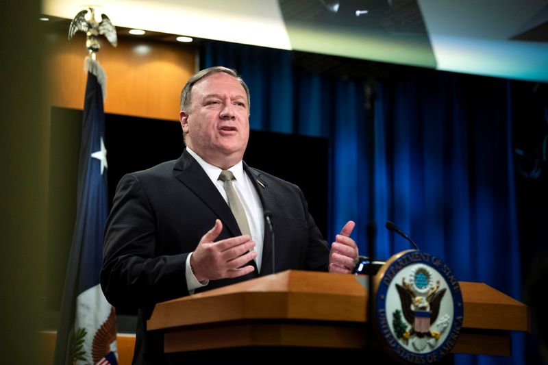 U.S. Secretary of State Mike Pompeo holds a news briefing