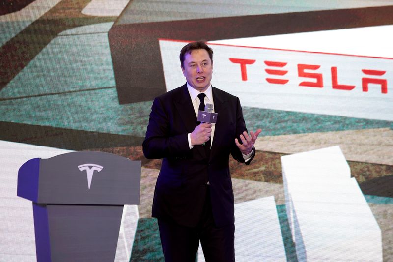 FILE PHOTO: Tesla Inc CEO Elon Musk speaks at an