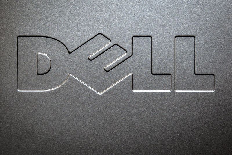 A Dell logo is pictured on the side of a