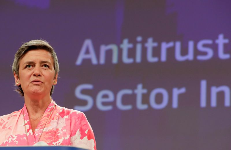 EU Commissioner for Competition Margrethe Vestager holds a news conference