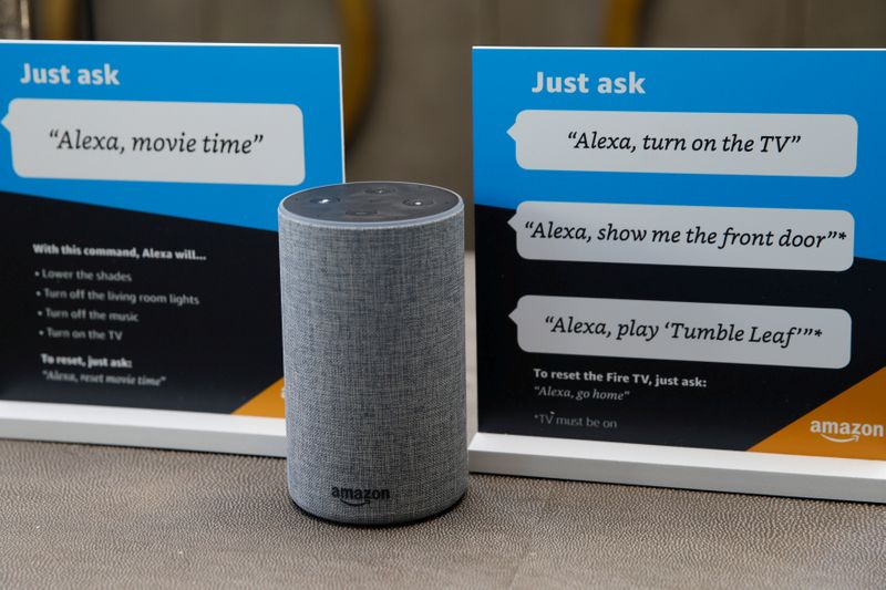 FILE PHOTO: Prompts on how to use Amazon’s Alexa personal