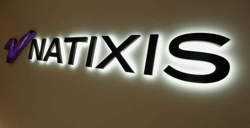 FILE PHOTO: The logo of Natixis displayed at the company’s