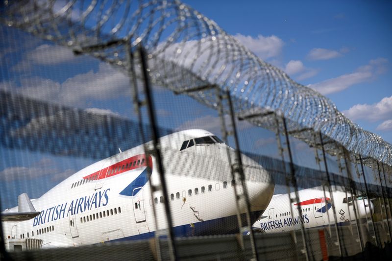 British Airways planes are seen at the Heathrow Airport in