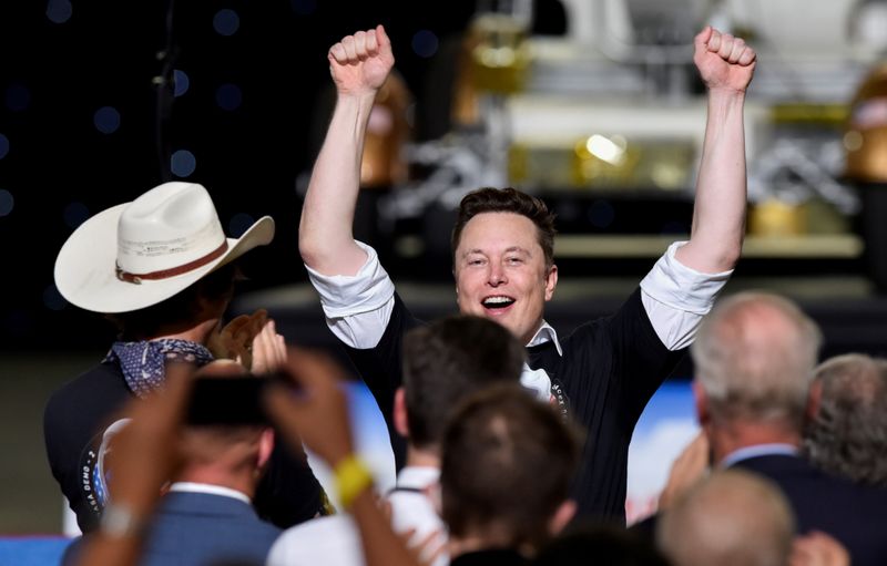 FILE PHOTO: SpaceX CEO Elon Musk celebrates after the launch