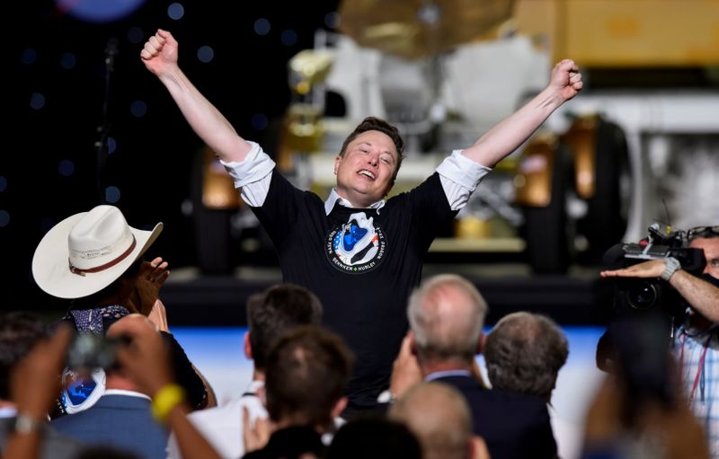 SpaceX CEO and owner Elon Musk celebrates after the launch