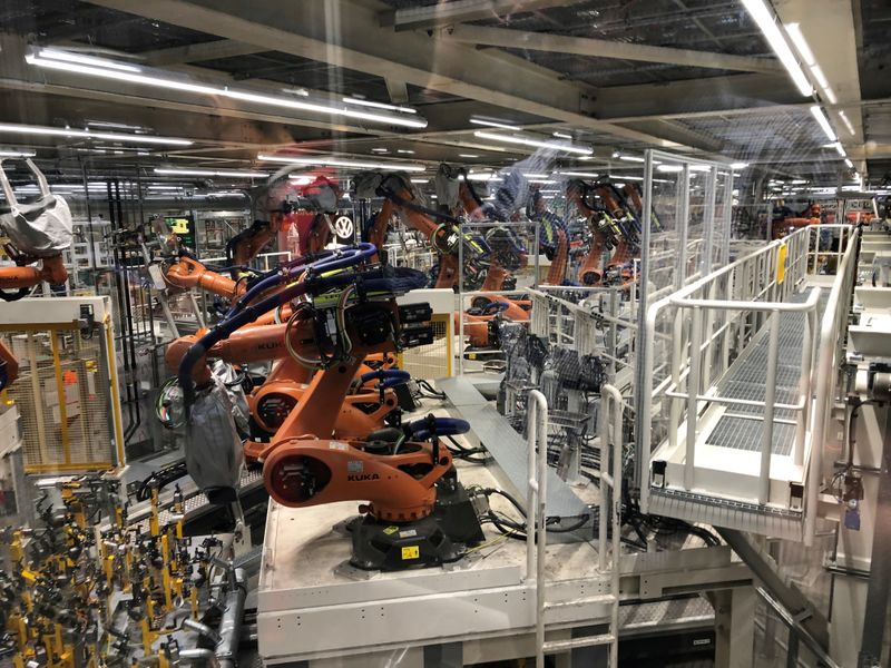 FILE PHOTO: An automated body welding line for electric cars