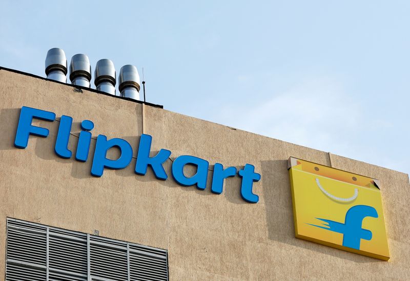 The logo of Flipkart is seen on the company’s office
