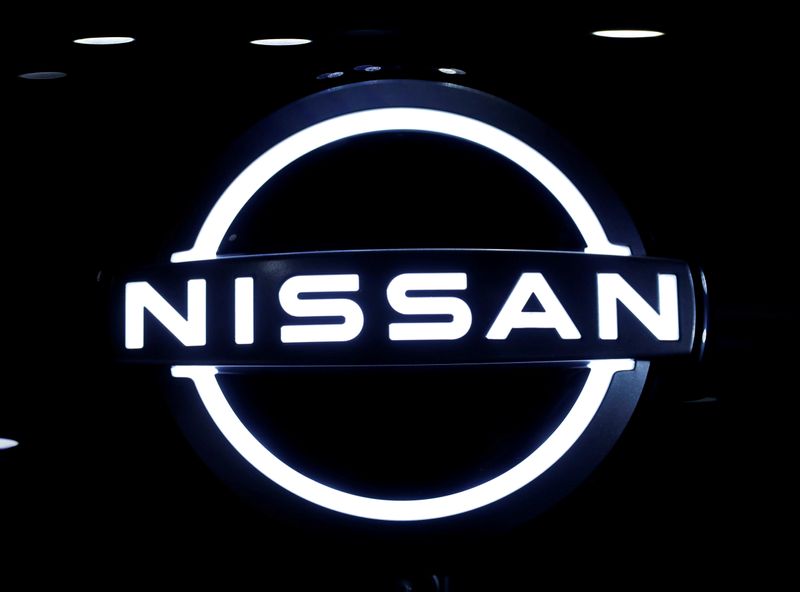 FILE PHOTO: The brand logo of Nissan Motor Corp. is