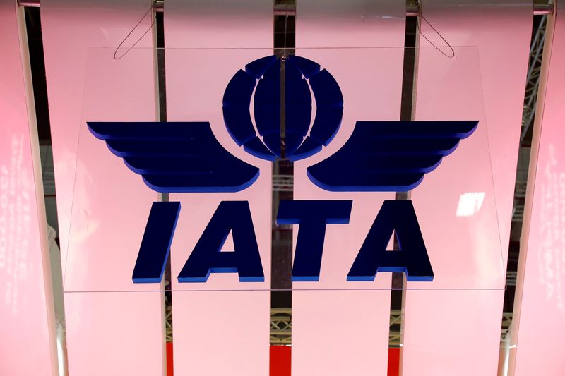 FILE PHOTO: IATA logo is seen at the International Tourism