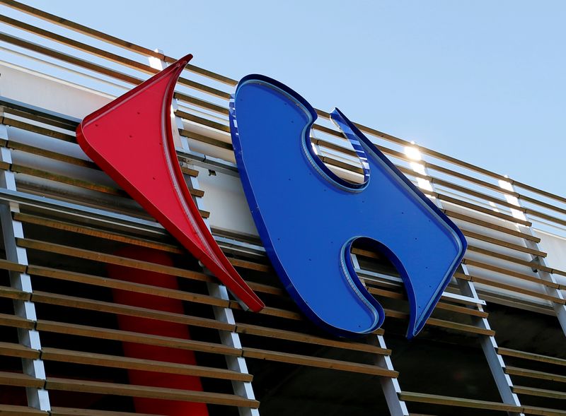 FILE PHOTO: A Carrefour logo is seen on a Carrefour