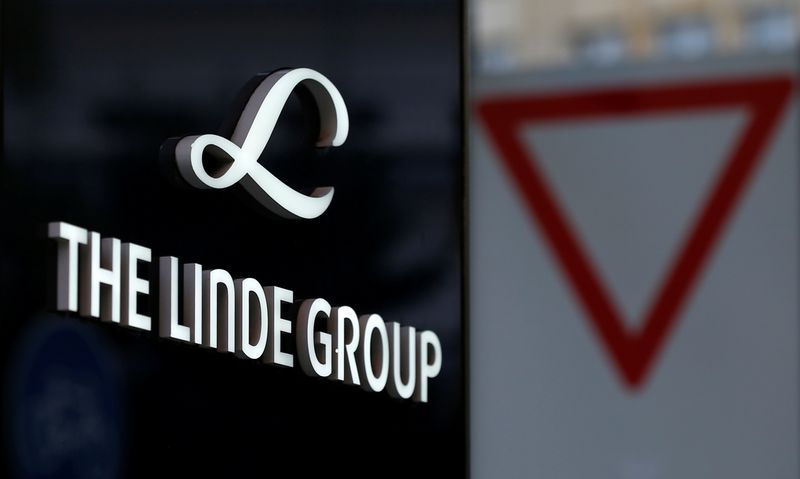 Linde Group logo is pictured close to a traffic sign