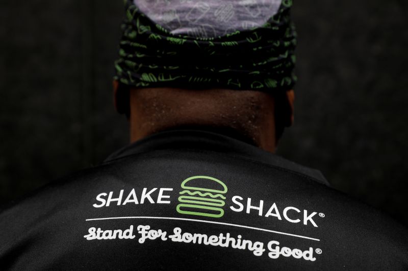 FILE PHOTO: A Shake Shack Inc. burger chain restaurant employee