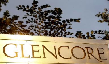 FILE PHOTO: The logo of commodities trader Glencore at its