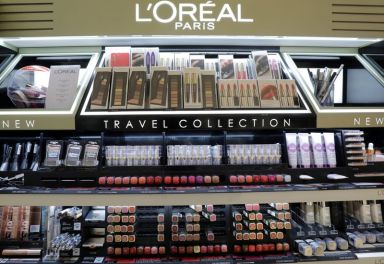 FILE PHOTO: A cosmetic display of French cosmetics group L’Oreal
