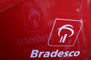 The logo of Brazil’s Banco Bradesco is seen at a
