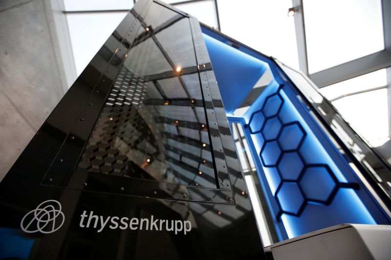 Model of elevator called MULTI is pictured inside Thyssenkrupp’s elevator