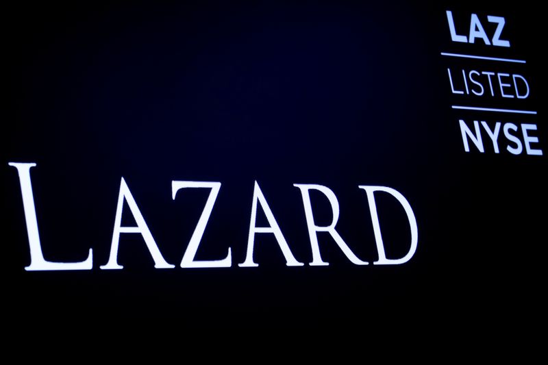 The logo and trading information for Lazard Ltd appear on