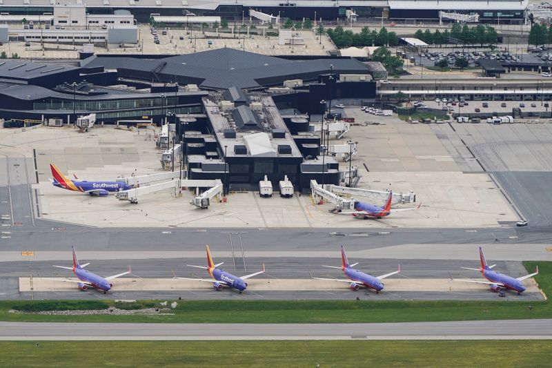 FILE PHOTO: Southwest Airlines jets are parked at Baltimore Washington