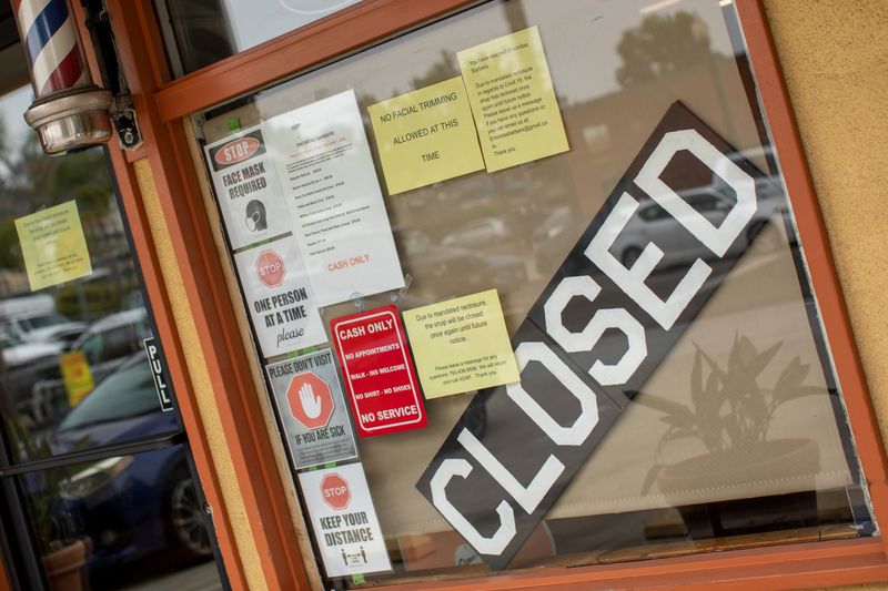 FILE PHOTO:  A closed barber shop is shown during