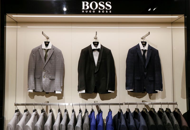 Jackets are on display in the Hugo Boss section in