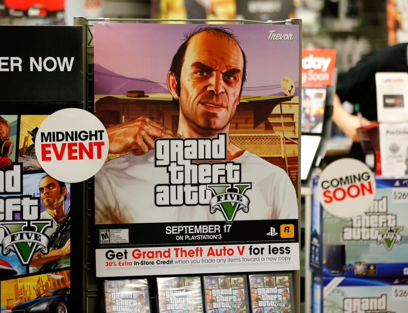 A promotion for the computer game “Grand Theft Auto Five”