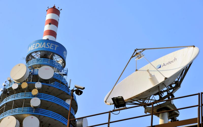 FILE PHOTO: Mediaset tower is seen in neighbourhood Milan