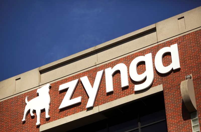 The Zynga logo is pictured at the company’s headquarters in
