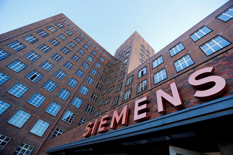 FILE PHOTO: The Siemens logo is seen on a building