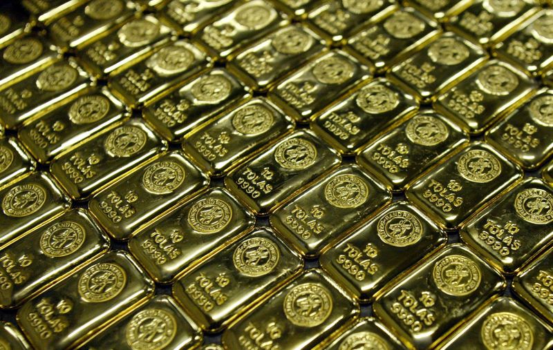 FILE PHOTO: Gold bars are displayed at South Africa’s Rand