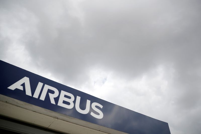 FILE PHOTO:  Airbus logo at the entrance of the
