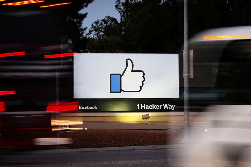 FILE PHOTO:  The entrance sign to Facebook headquarters is