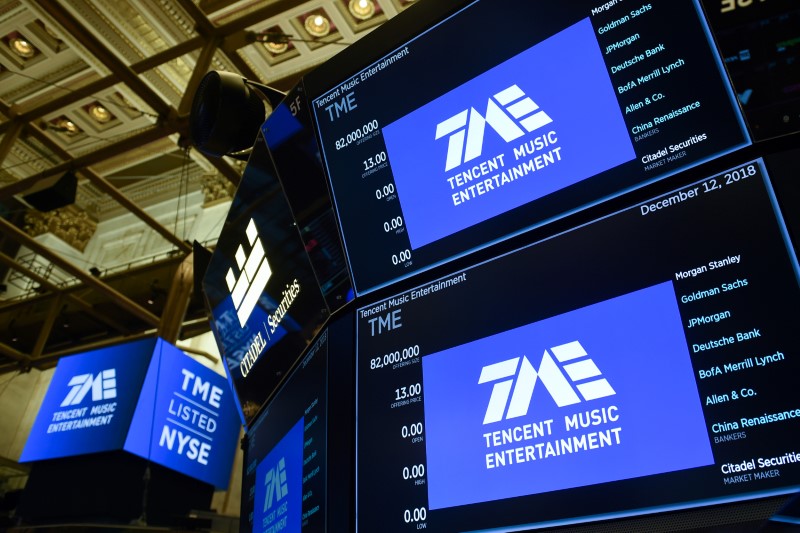FILE PHOTO: Tencent Music Entertainment celebrates the company’s IPO on