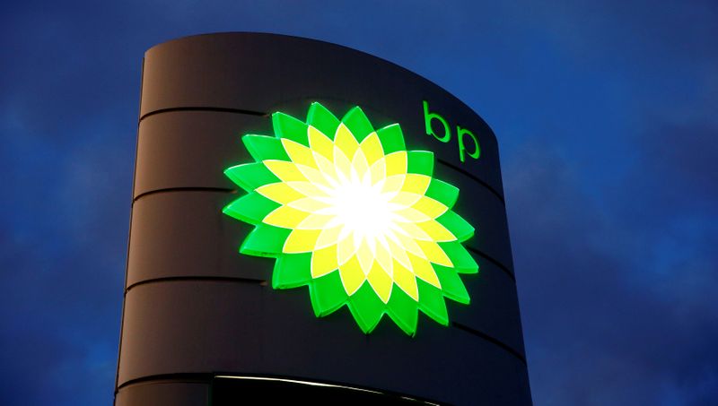 FILE PHOTO: Logo of BP is seen at a petrol