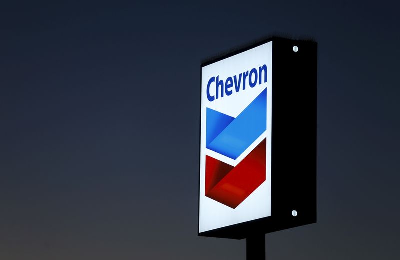 File photo of a Chevron gas station sign in Cardiff,