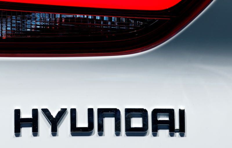 FILE PHOTO: The Hyundai logo is seen at the Paris