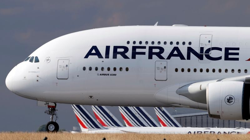 FILE PHOTO: An Air France Airbus A380 jet at Charles