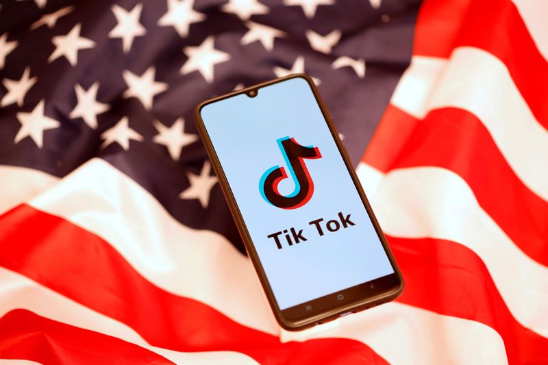 FILE PHOTO: TikTok logo is displayed on the smartphone while