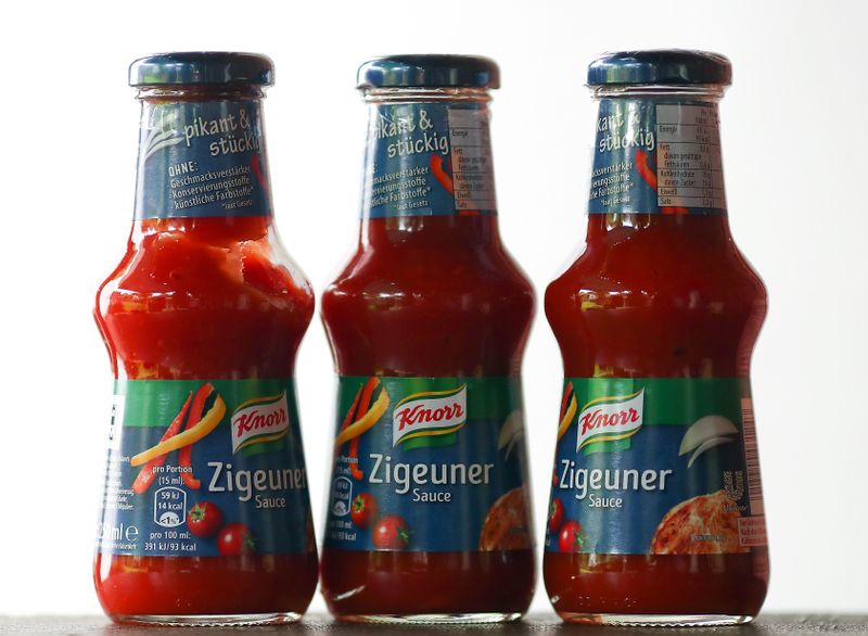 Bottles of Zigeuner sauce are seen in this illustration picture